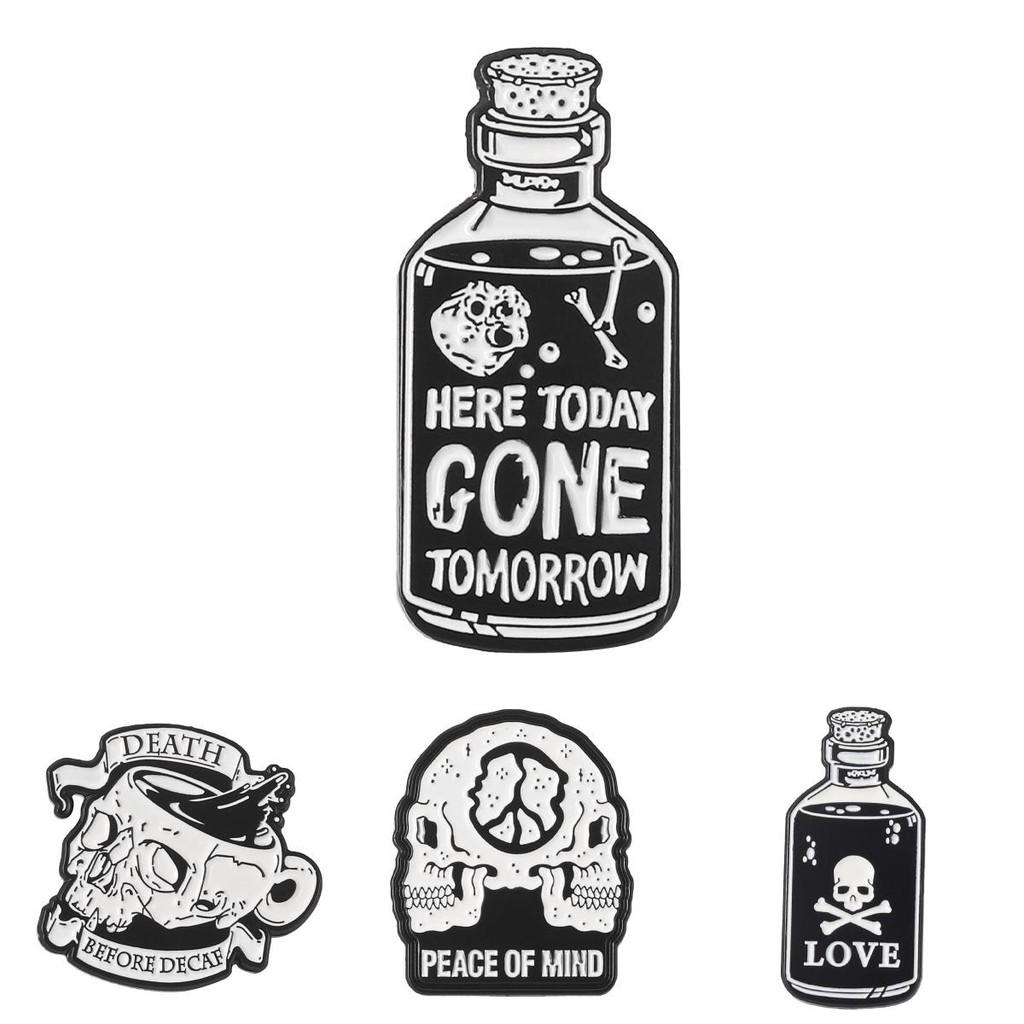 Creative Punk Style Skull Head Geometric Brooch Alloy Pin For Unisex Fashion Enthusiasts