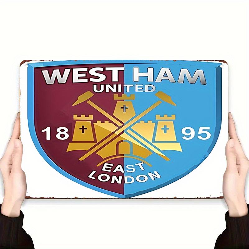 Football Club Metal Tin Sign VintageInspired Iron Wall Art with Shield Picks Crossbones Design for Man Cave Home Bar