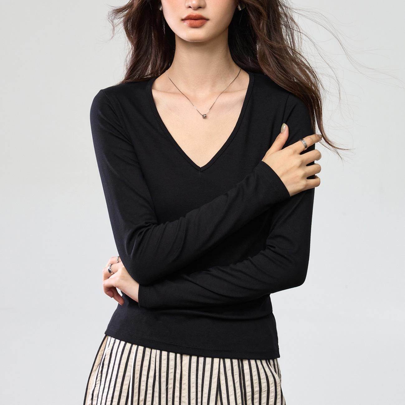 

Women s Slim Fit Long Sleeve Base Layer Top - 40 Count Combed Pure Cotton, Soft Round Neck, Solid Color S