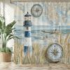 Retro Nautical Anchor Style Printed Fabric Shower Curtain, Ocean Navigation Style Bathroom Curtain Decoration, With Hooks