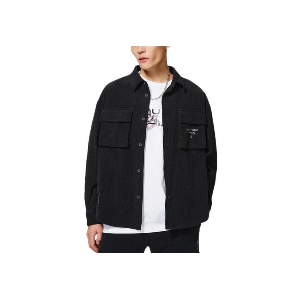 Li-Ning Wade Series Logo Print Single-Breasted Long Sleeve Jacket Men Jacket Black AFDSB25-1