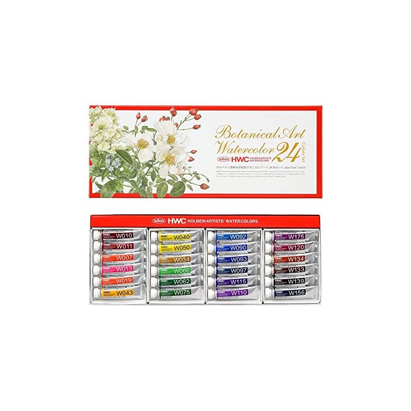 Holbein Transparent Watercolor Paint W455 5ml Botanical Art 24-Color Set 3455