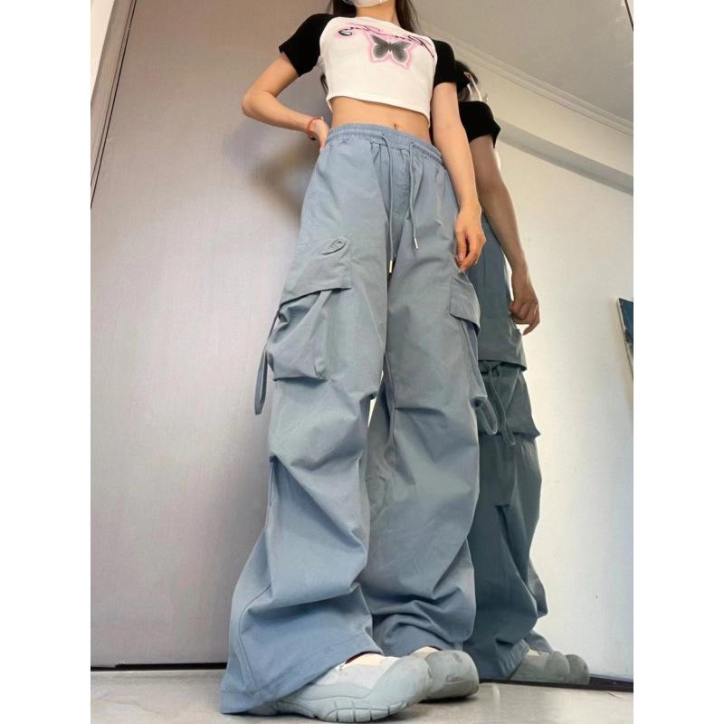 Women's Solid Color Pants Straight Wide Leg Pants Casual Loose Mid Waist Belted Trousers