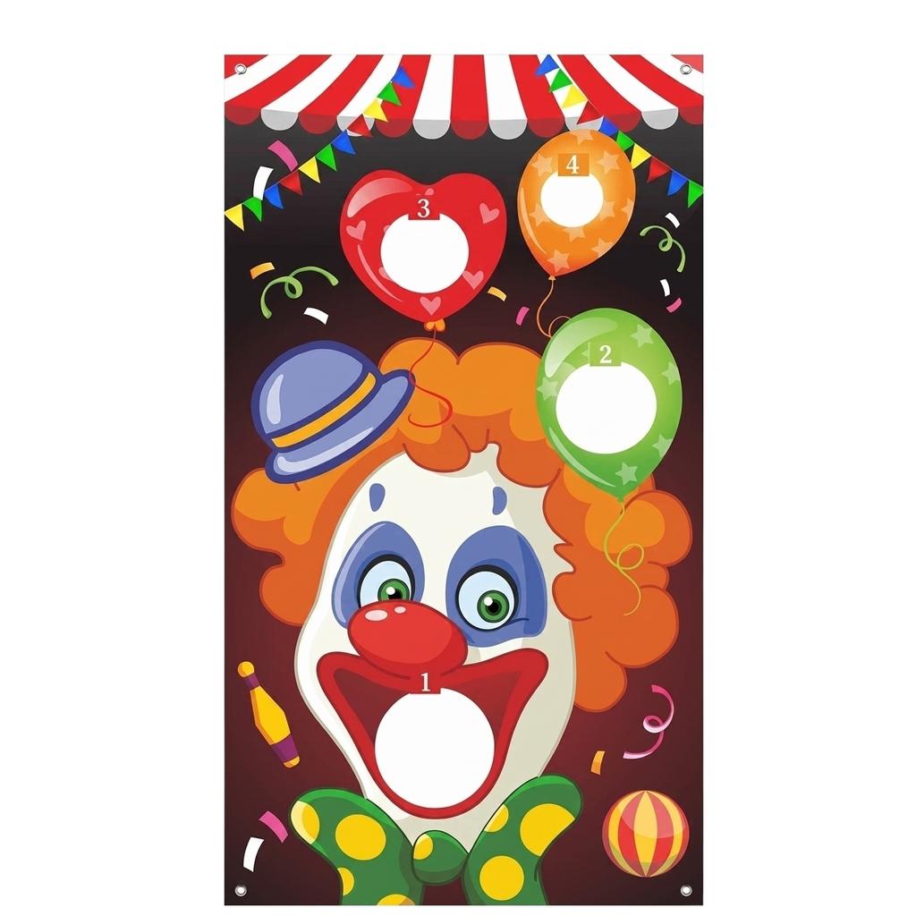 Toss Game Banner with Bean Bags Circus Theme Hanging Target Set for Indoor Outdoor Party Activities Family Group Events Carnival Games
