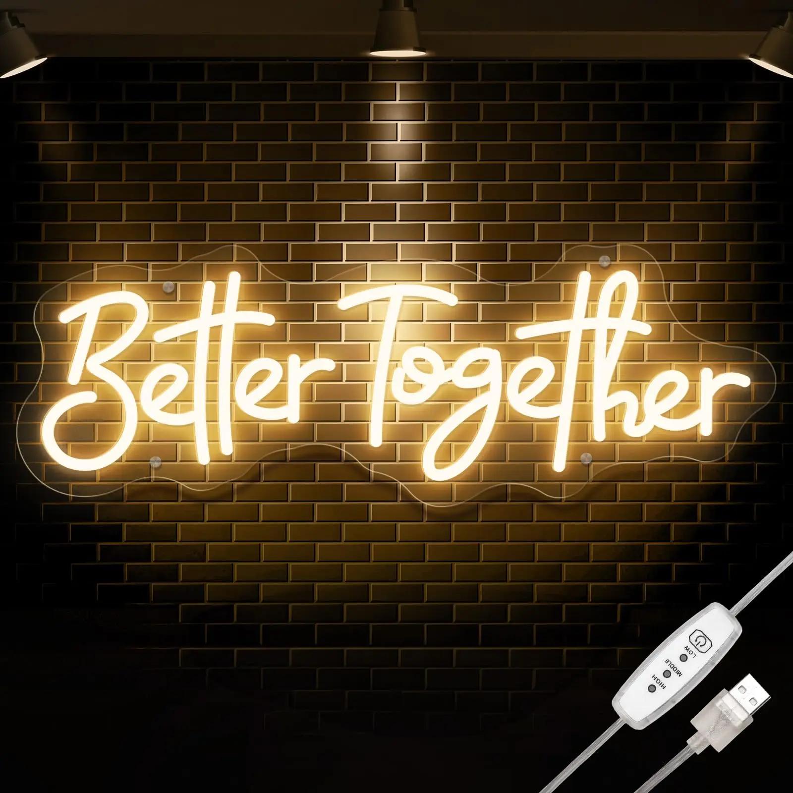 

Better Together Neon Sign LED Light with Adjustable Brightness Perfect Wedding Decor Anniversary Mr Mrs Party Decoration USB 5V Warm White USB