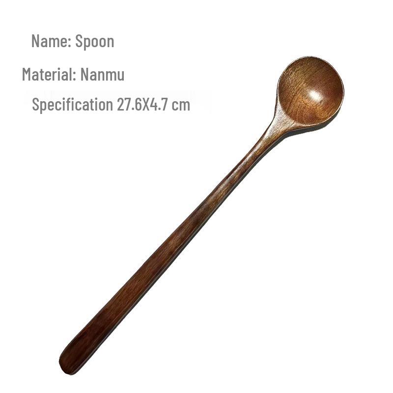 Camphor Wood Multi-Purpose Spoon Set: Coffee, Milk Tea, Honey, Dessert, Soup & Fork for Adults and Children.