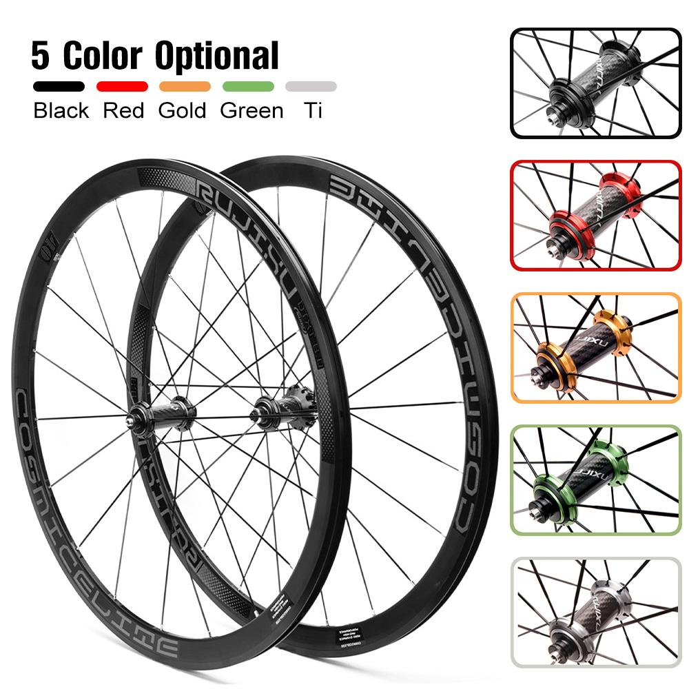 Road Bike Wheelset 700C Carbon Fiber Ultra-Light 120 Decibel 40mm/1.57in Reflective Strip V/C Brake