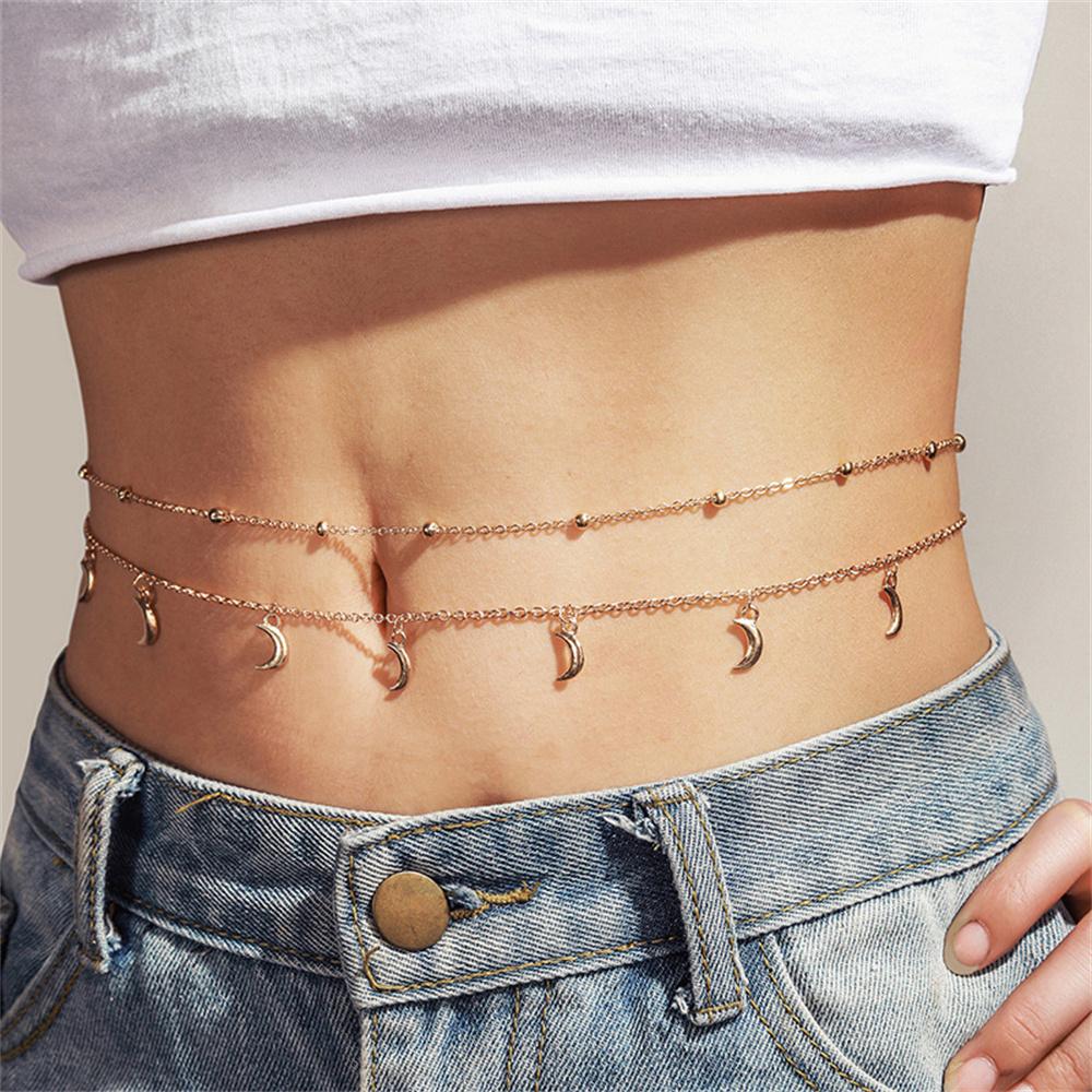 

Fashion Boho Gold-plate Multilevel Star Moon Butterfly Snake Pendant Long Waist Chain For Women Beach Sexy Body Chains Jewelry