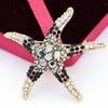 Korean Marine Life Brooch: Starfish & Shell Pin with Metal, Diamond, & Pearl Accents