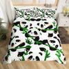 Kawaii Panda Poszewka na kołdrę Kreskówkowe zwierzę Panda Zestaw pościeli Królowa Zielone Liście Roślinne Kwiatowa Poszewka na kołdrę Dzieci Dorośli Poszewki na kołdrę