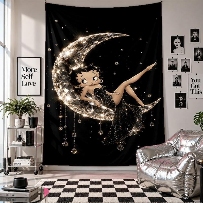 Wall TapestryBetty Boop Art Hanging Cloth Decorative Background Cover for Room Decoration