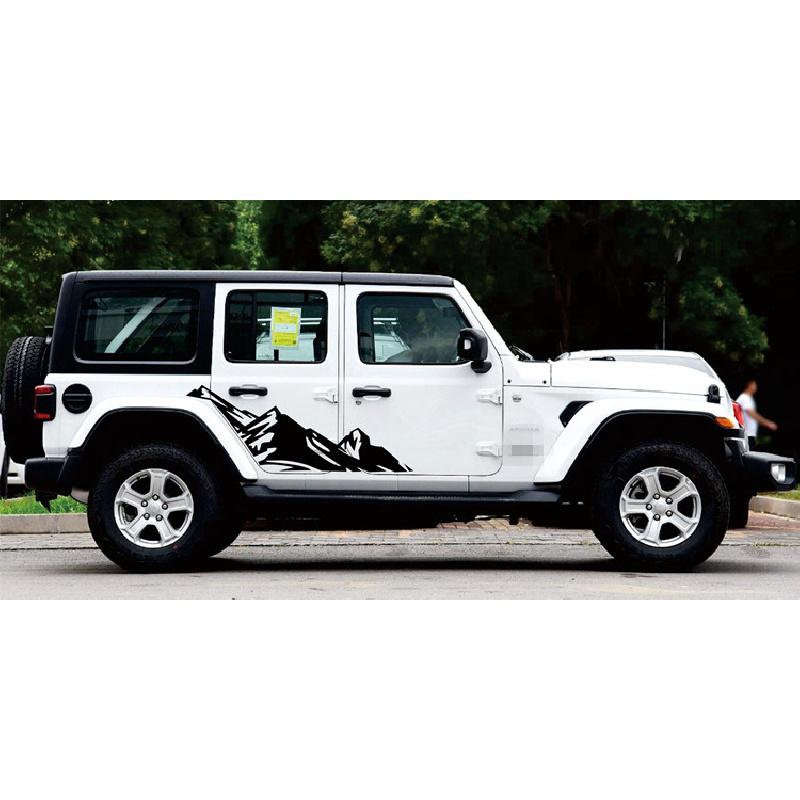 2Pcs Graphic Snow Mountain Car Sticker Auto Side Skirt Decal For Jeep Wrangler