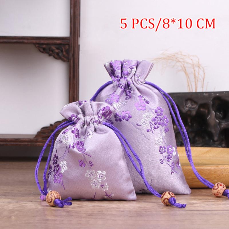 5Pcs Drawstring Pocket Chinese Style Pocket Jewelry Gift Wedding Candy Packaging Bag Storage Bag Reusable Pouches