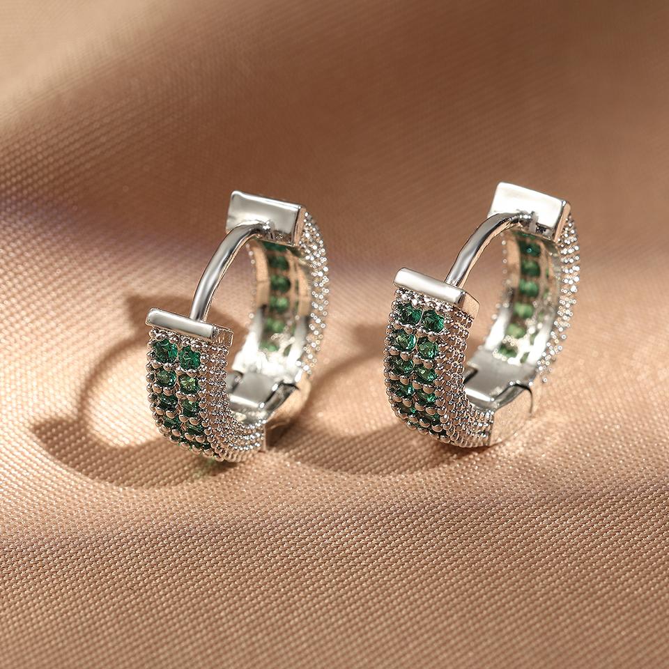Luxury Cubic Zirconia Gold Color Zircon Hoop Earrings For Women Luxury Circle Crystal Girls Party Zircon