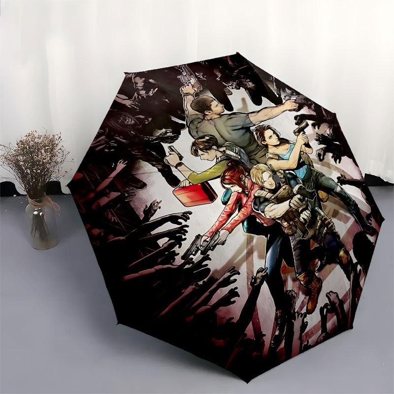 1pc Resident Evil- Automatic Opening/Closing Umbrella with Convenient Three-Fold Design, 8 Iron Ribs - for Outdoor Daily Use, Travel A07