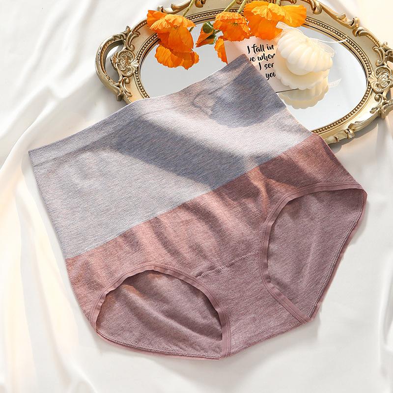 Big Size Female Spring and Autumn Color Cotton Loose High Waist Triangle Briefs