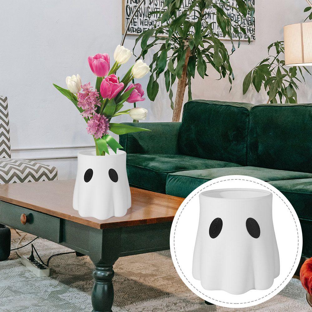 Durable Plastic Halloween Ghost Bucket Versatile Piece Candy Bowl Ghost Planter  Halloween Decor