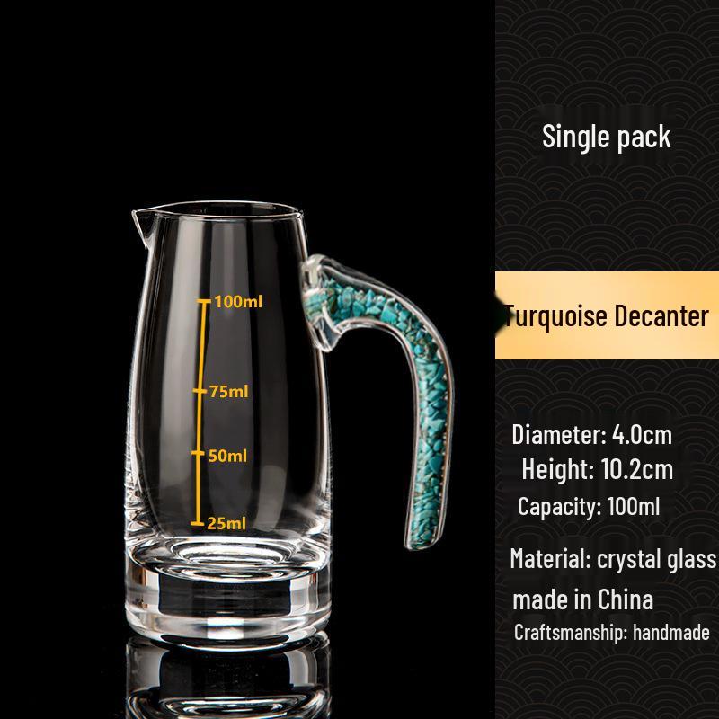 Turquoise Diamond Cut Baijiu Glass Set: Decanter & Shot Glasses