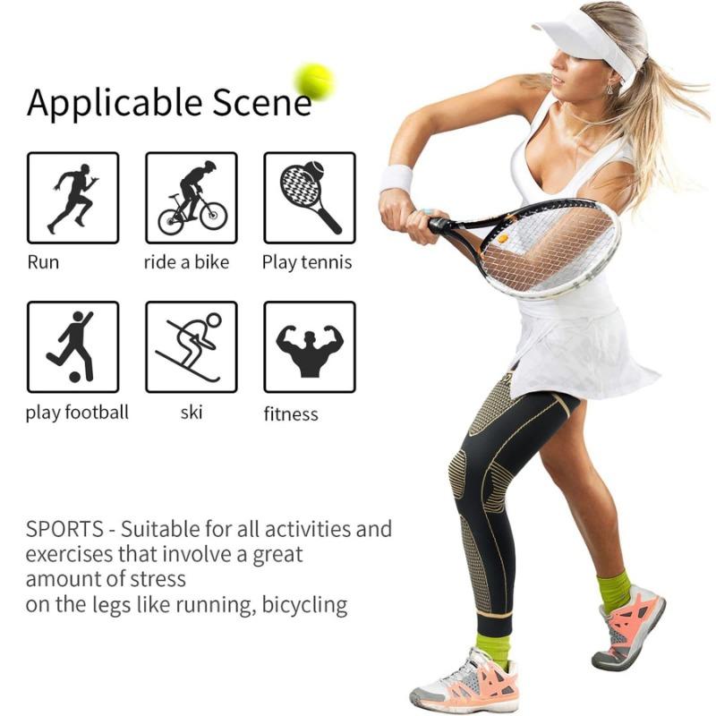 Extended Length Copper Ion Sports Knee Support High Elastic Pressure Non Slip Knee Brace