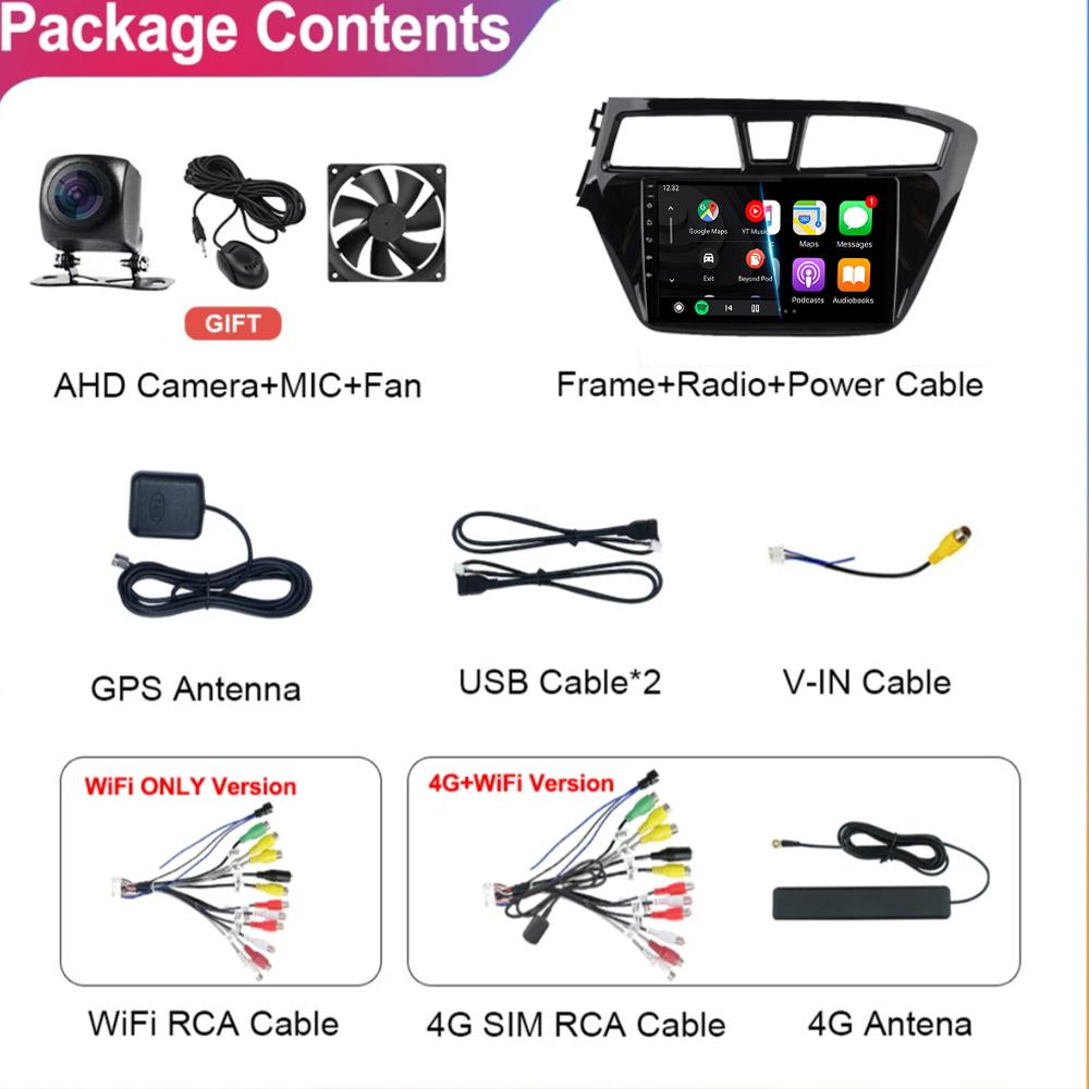 Android 14 WIFI+4G Car Radio For Hyundai I20 LHD 2015 2016 2017 2018 Stereo GPS Carplay Auto Multimedia Video Player 360 Camera