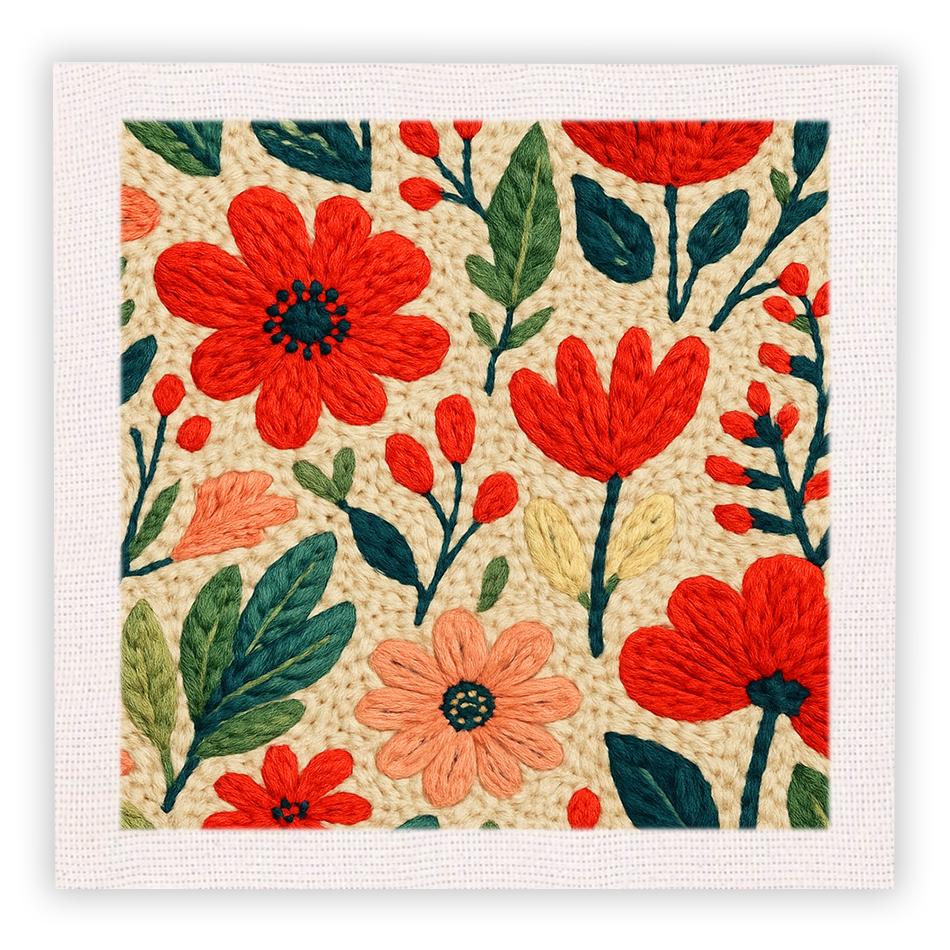 Frame Punch Needle Embroidery Starter Kits Fresh Flower Square Embroidered Kit Cross Stitch Art and Crafts Supplies Adults