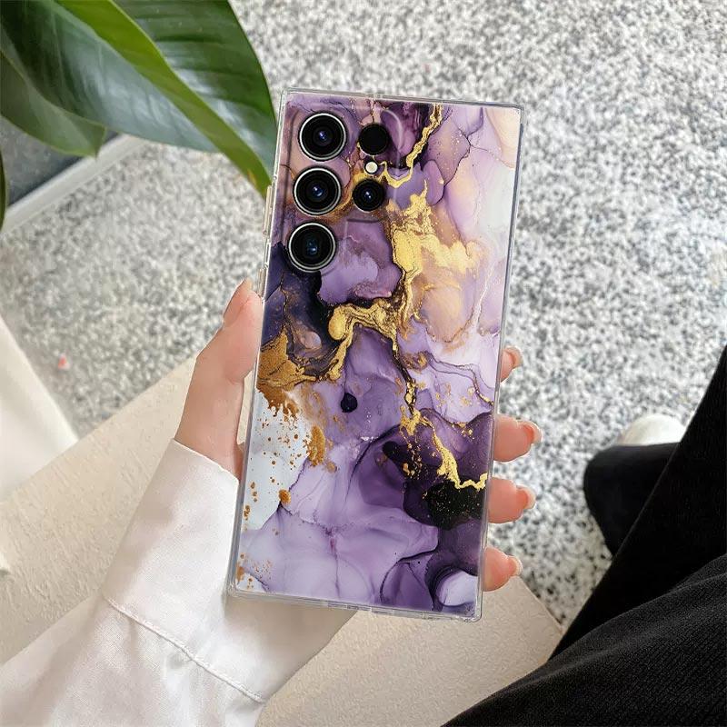 Watercolor Abstract Marble Pattern Clear Case For Samsung Galaxy S26 S25 S24 S23 Ultra S20 S21 FE S22 Plus S26 Ultra Phone Cover
