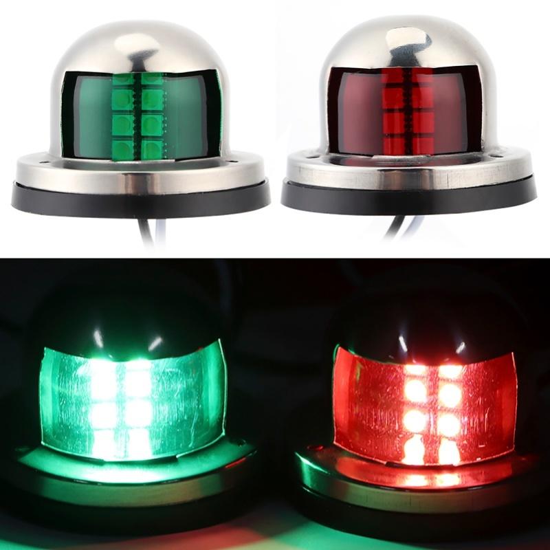 2pcs 12V Red Green LED Navigation Lights Stainless Steel Sailing Lamp For Marine Boat Yacht