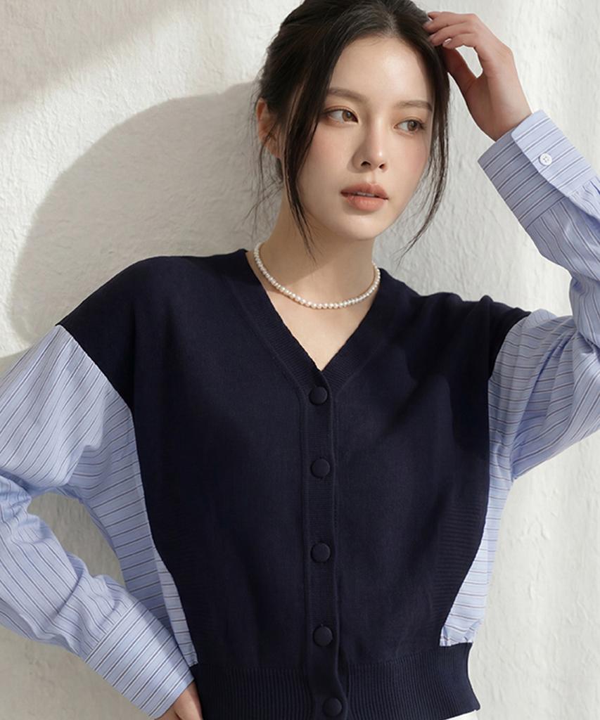 Merci Marie Shirt Layered V-Neck Cardigan 22688