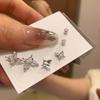 6Pcs/Set Vintage Aesthetic Crystal Butterfly Stud Earrings for Women Men Delicate Zircon Small Earrings Y2K Jewelry Accessories
