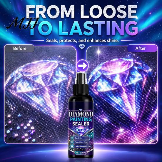 Sealer Spray for Faux Diamond Art 2Pcs Sealer, 100ml Rhinestone Painting Spray, Quick Dry Glue Gloss Finish Sealant, Clear Protective