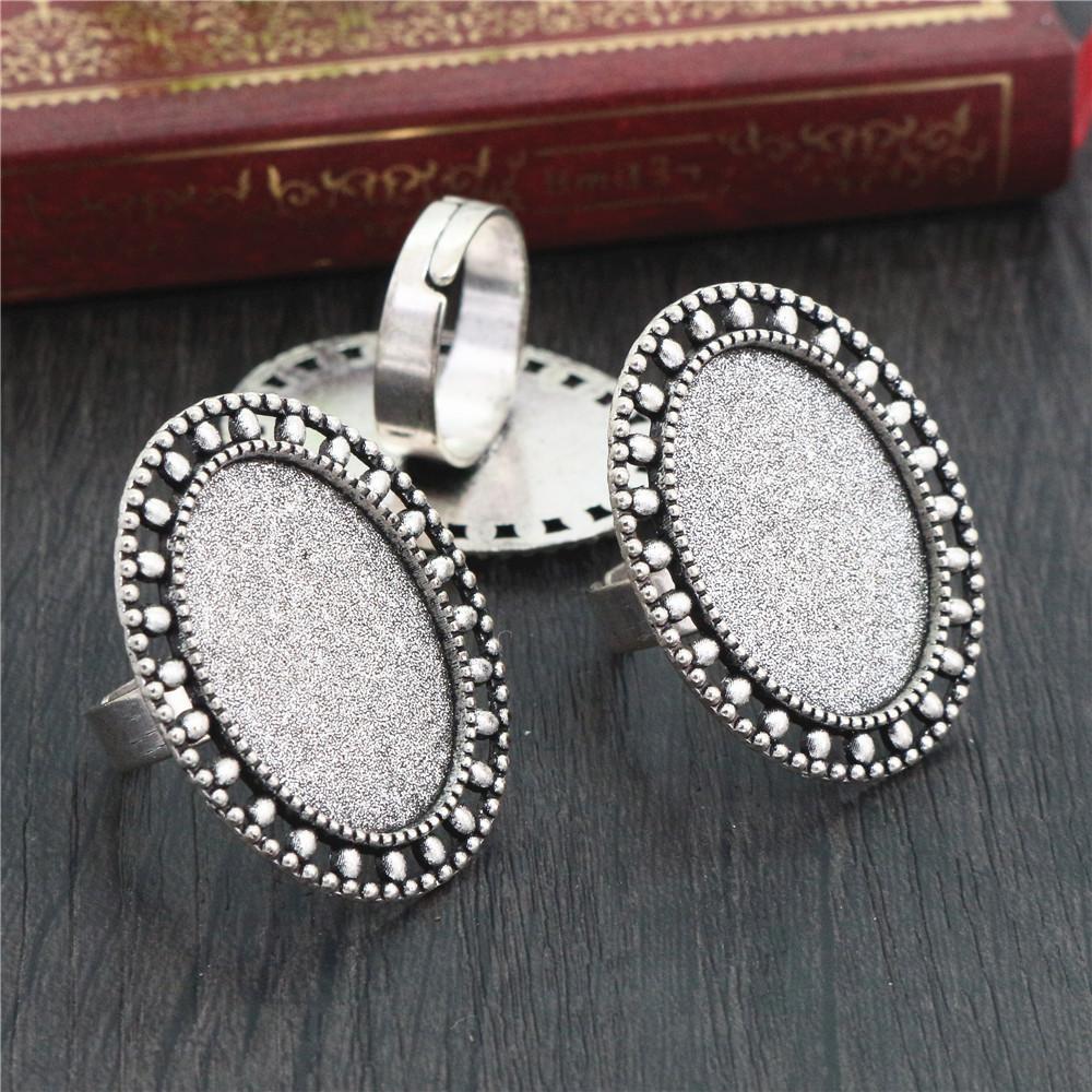 

18x25mm 5pcs Antique Silver Bronze Plated Mixed Styles Oval Adjustable Ring Settings Blank/Base