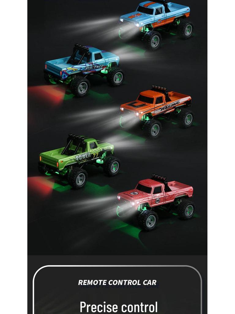 1:64 Mini Off-Road Big Foot RC Car with Alloy, Cool Lights & Shock Absorption for Kids