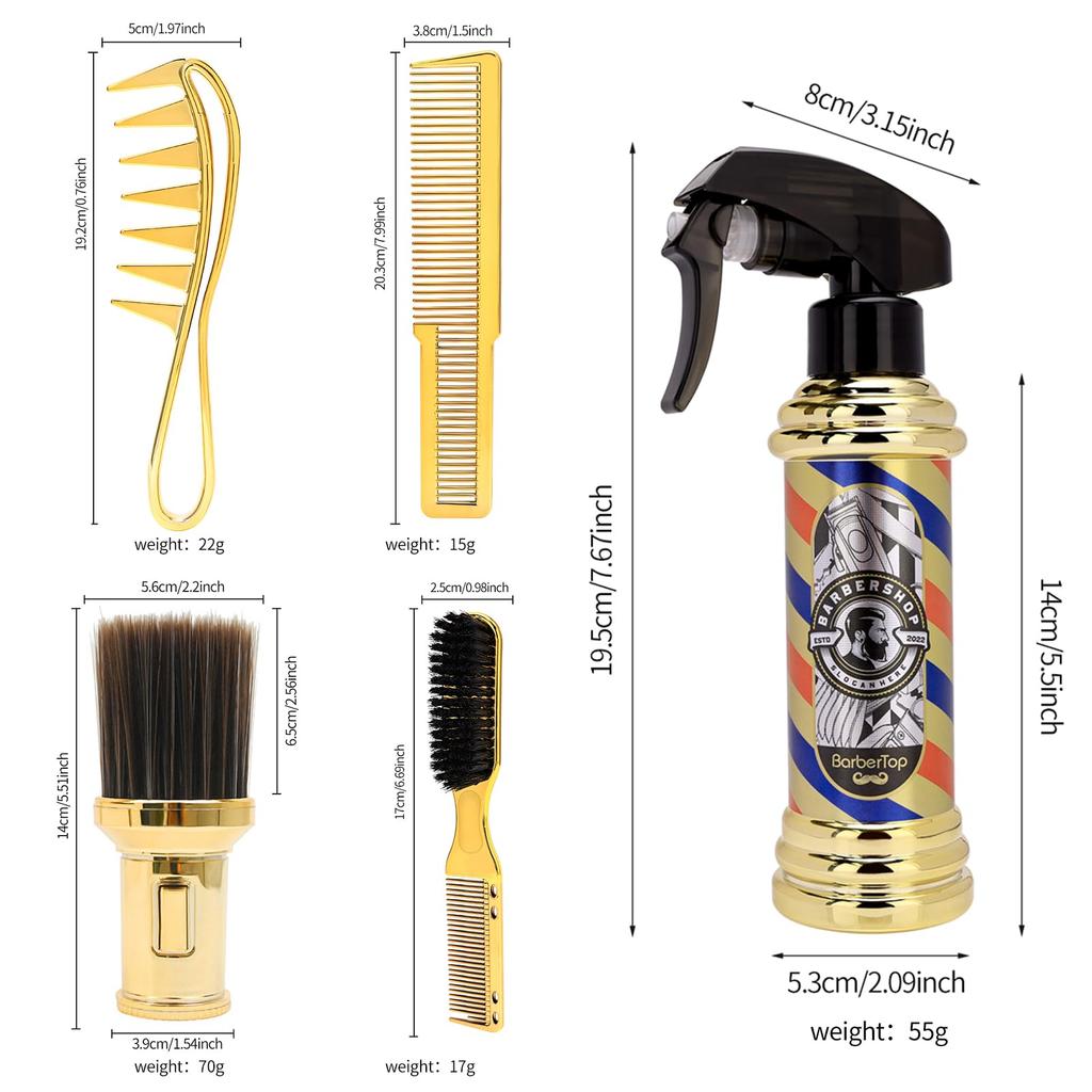 5pcs Professional Haircut Set Barbershop Spray Bottle Comb Brush Tools Salon Hairstylist Hair Cutting Styling Accessories
