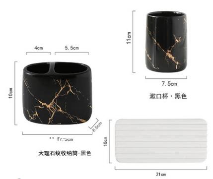 Toothpaste Toothbrush Holder Marbling Ceramics Bathroom Toothbrush Cup Multifunction Toothbrush Barrel Bathroom Supplies Rack