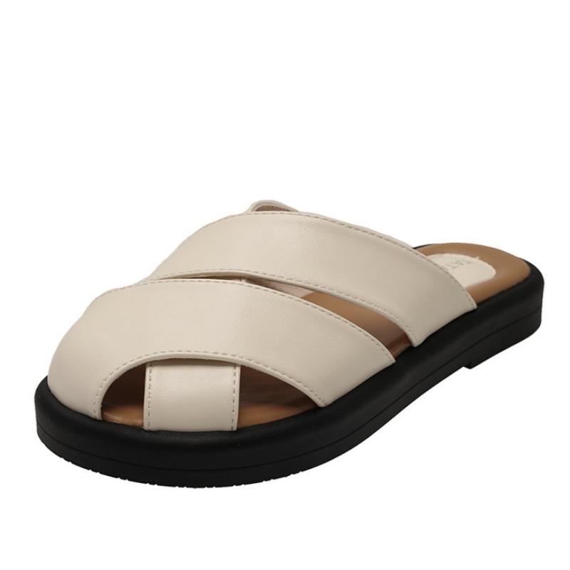 Fashion Cover Toe Loafers Slippers Women New Summer 2025 Mules Sexy Low Sandals Casual Non Slip Basic Rome PU Slides Fashion Women Shoes