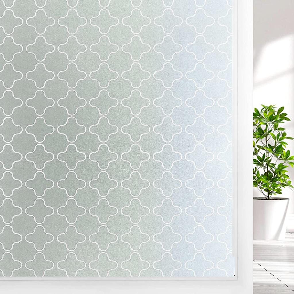 Frostat fönsterinsynsskydd Värmeisolerande statisk häftande icke-självhäftande film för hem fönsterdekaler i färgat glas vinyl