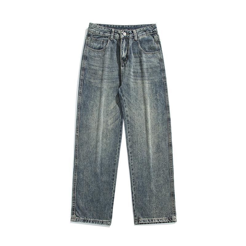 

Американские уличные джинсы мужские новые с эффектом кошачьей бороды, прямая труба, свободные, трендовые, длинные брюки с низкой посадкой на весну 29