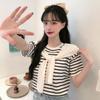 Summer 2024 Women's Fashion: Western-Style Striped Short-Sleeved Shawl T-Shirt