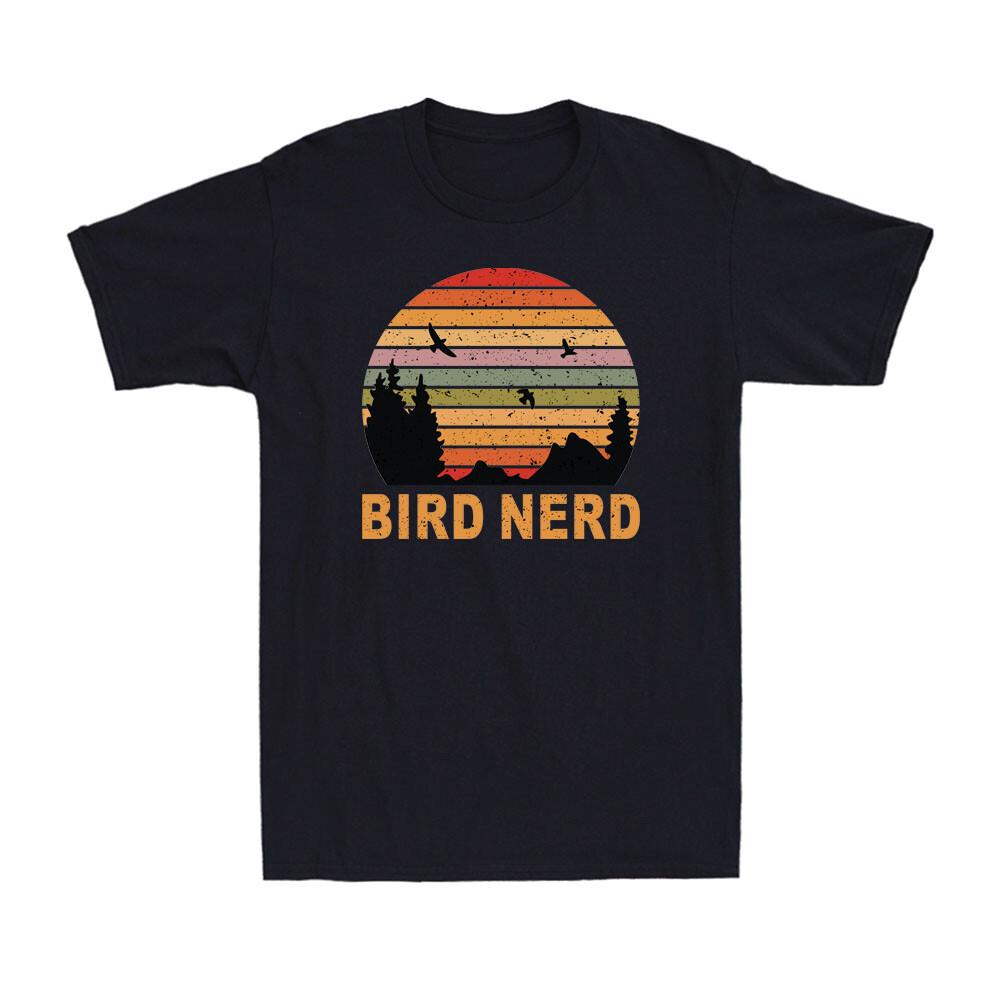 Retro Birding Bird Watching Nerd Bird Watcher Sunset Vintage Men s T-Shirt L