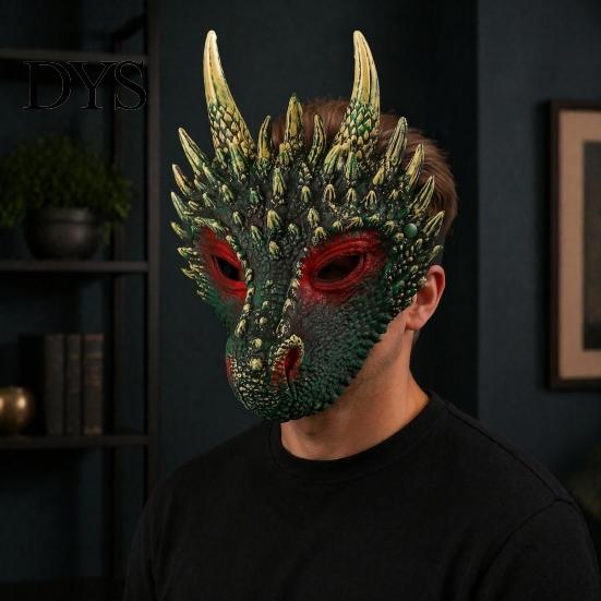 Adjustable Strap Party Costume Dragon Masque for Adults, Halloween Cosplay 3D Simulation Thorn Face Shield Full Festival, Carnival Masquerade