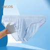 Men Briefs Mid-rise High Elasticity Tight Fit Breathable Panties Solid Color Mesh Stitching Sexy Underwear Daily Wear