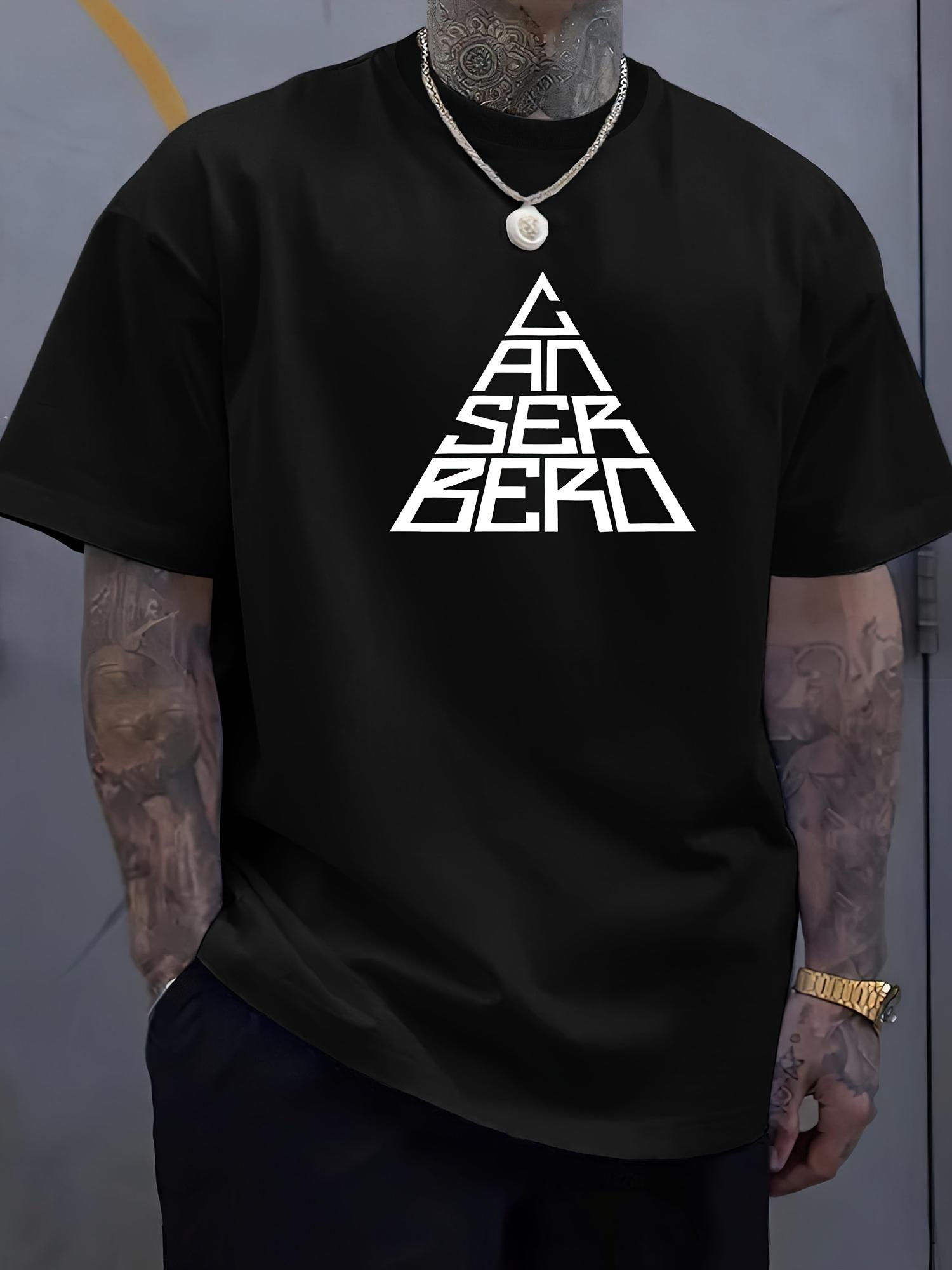 Crew Neck T-shirt - Black with White Graphic Tee - Soft Stretch Jersey Fabric - Gym S
