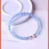 Natural aquamarine round bead bracelet paired with freshwater pearls and small gold beads, single-loop unisex bracelet, travel souvenir bracelet