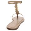 Zara Pu Open Toe Vintage Beaded Flat Sandals Women Sandals Beige 2613510098