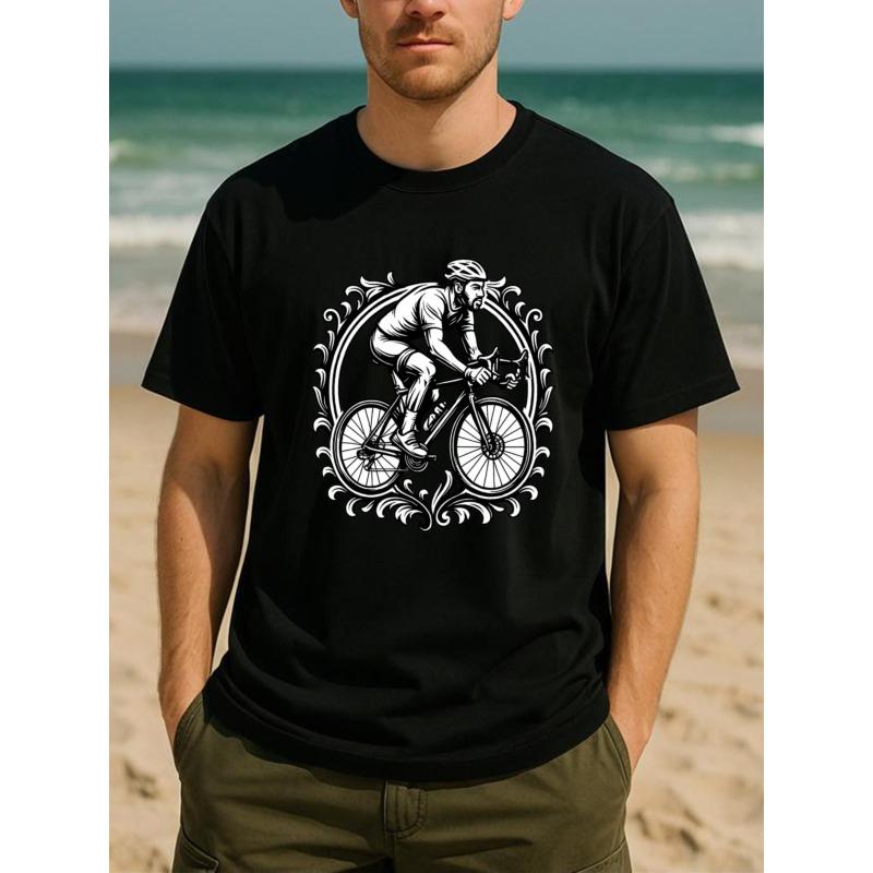 

European Sizes Retro Lace Cycling Scissors, Sporty Souvenir Photos, Men s Printed Short-sleeved Shirts, Medium-elasticity Fa... S
