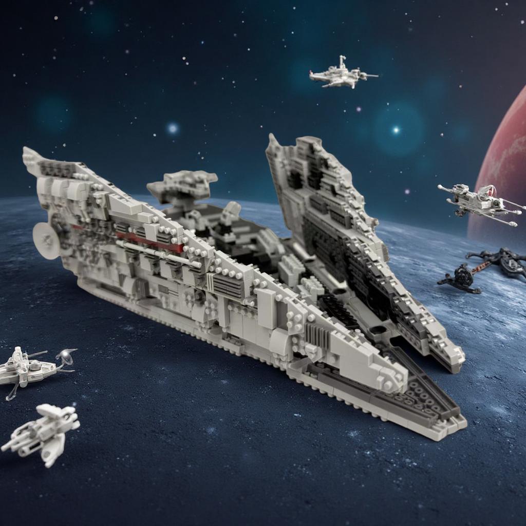 1029+/pcs sci-fi starship model, adult high difficulty building block set, collectible ornaments, high-end holiday gifts