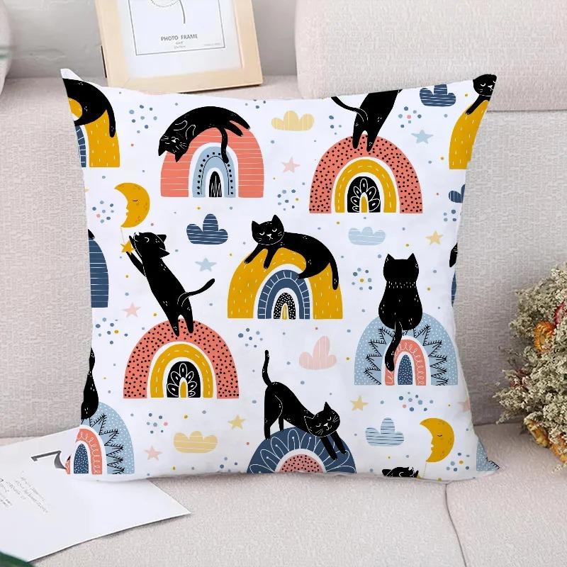 

Милый кошачий узор Декоративная наволочка Наволочка для подушки Постельное белье Украшение 18x18Inch