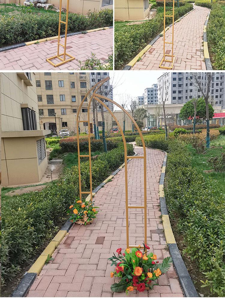 Wrought Iron Arch Flower Stand for Outdoor Weddings and Moon Gate Pathway Markers