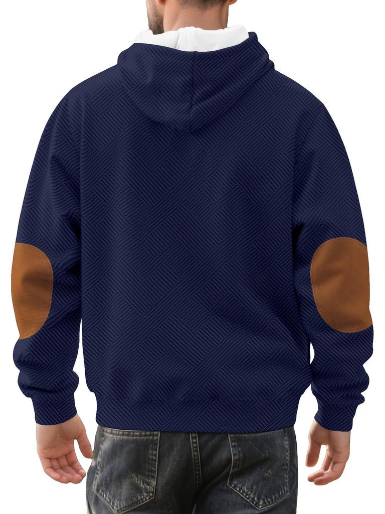 Men's Trendy Loose Hooded Jacquard Sweatshirt - Casual Long Sleeve Fashion Sportswear