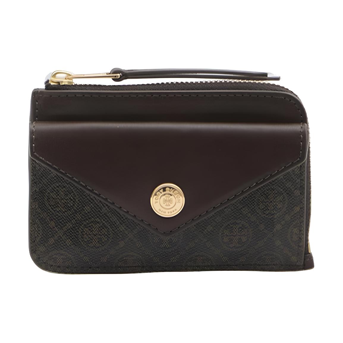 

Tory Burch T Monogram Logo Print Coated Canvas Card Holder Unisex Accessories Brown 165036-200 Basic Set (Bag+Dust Bag)